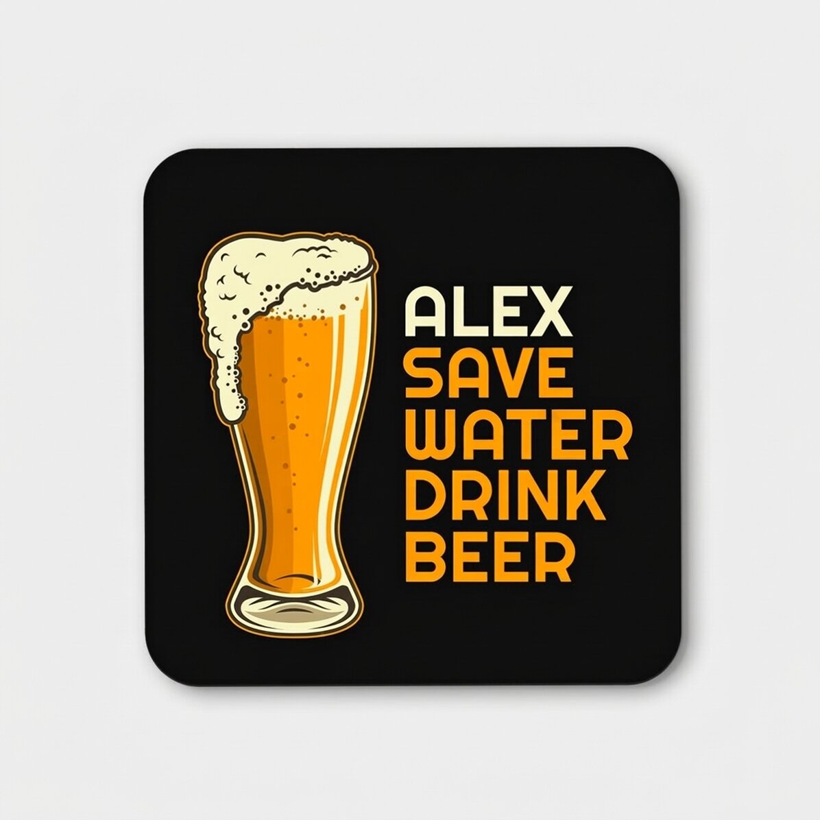 Portavasos personalizado con el texto: «Save water, drink beer»