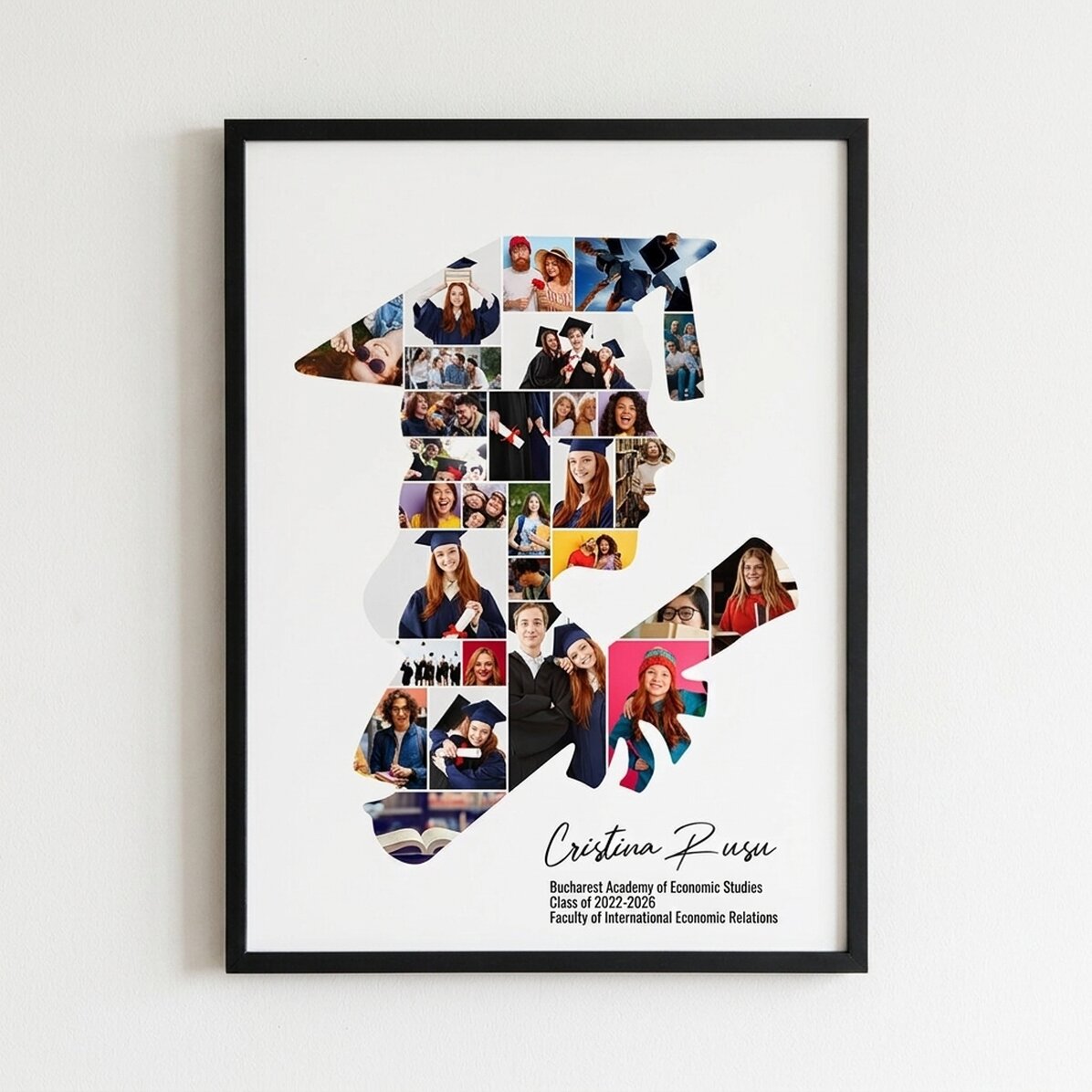 Cuadro personalizado con texto y 29 fotos para la graduación - Ella