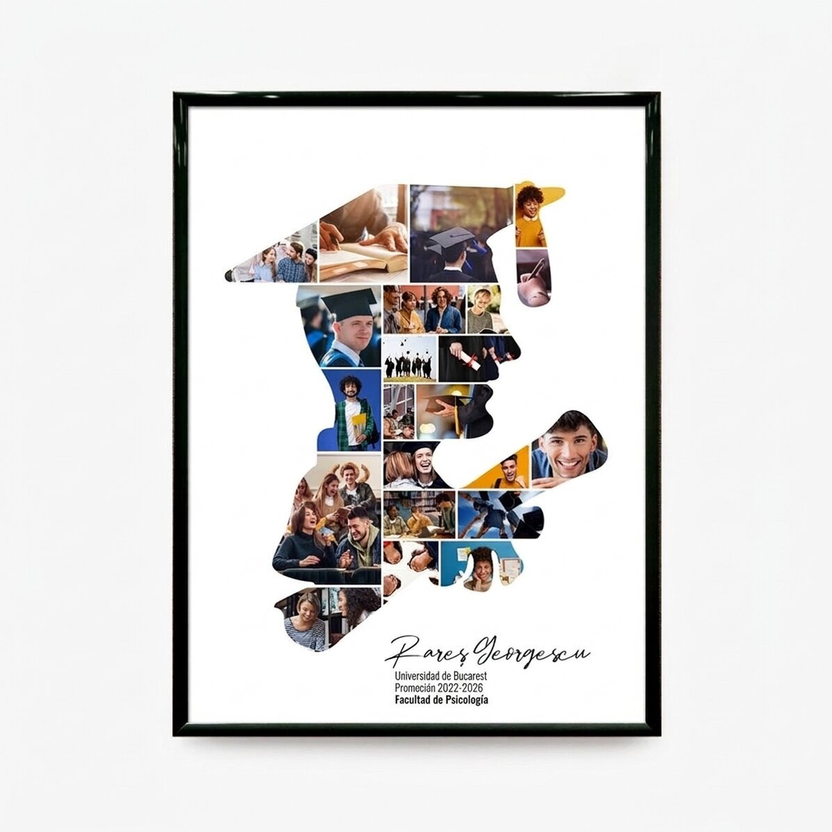 Cuadro personalizado con texto y 22 fotos para la graduación - Él