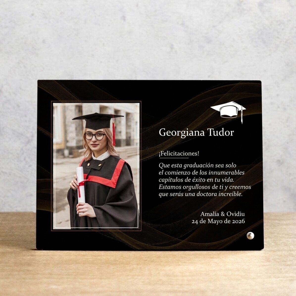Marco de fotos de escritorio personalizado con una foto y un texto - Graduación