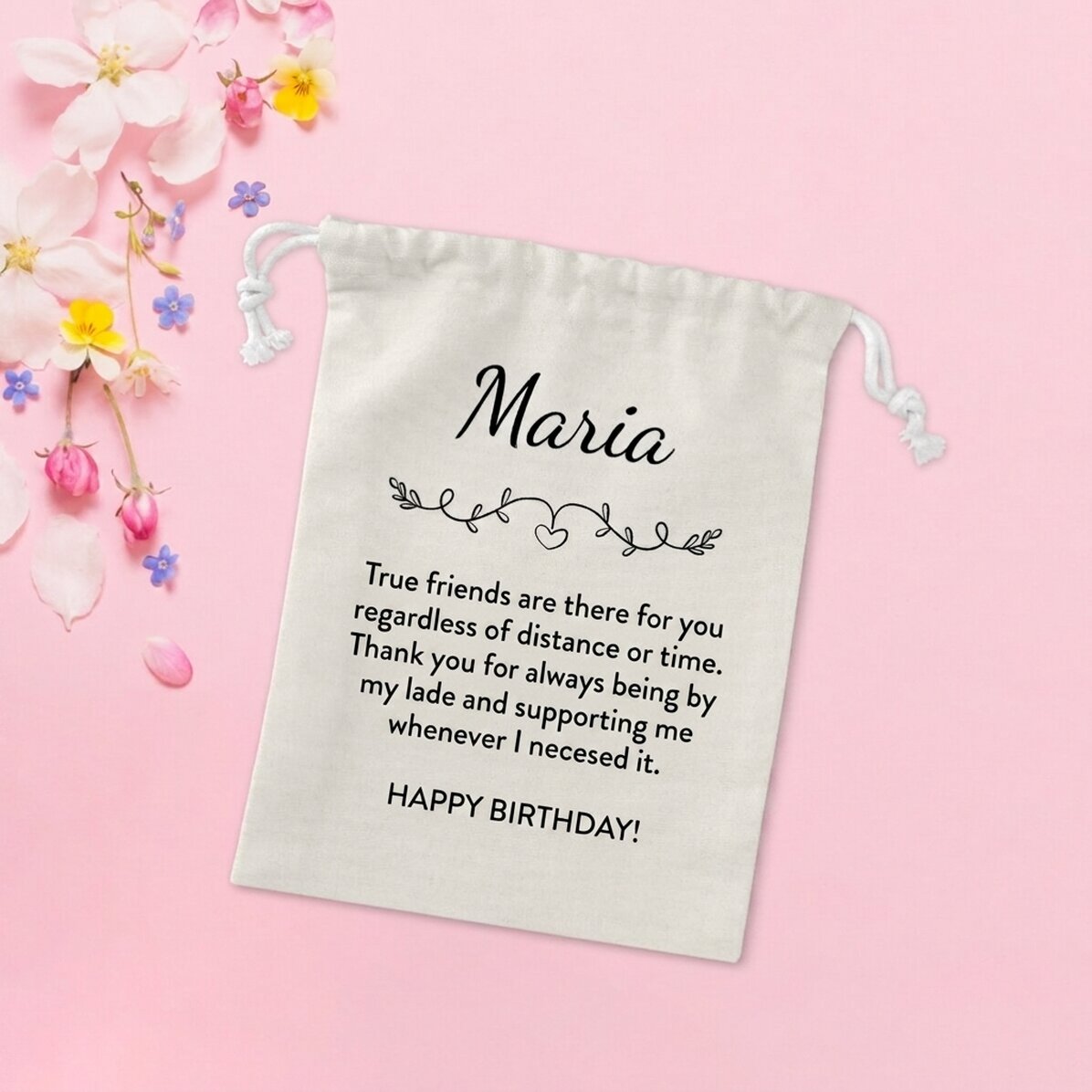 Bolsita pequeña para regalos personalizada con un mensaje