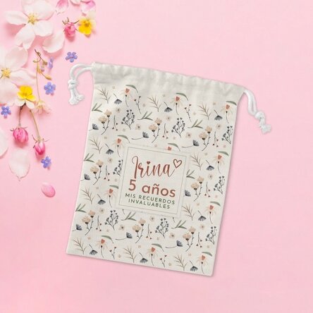 Bolsita pequeña para regalos personalizada con texto - Flowers