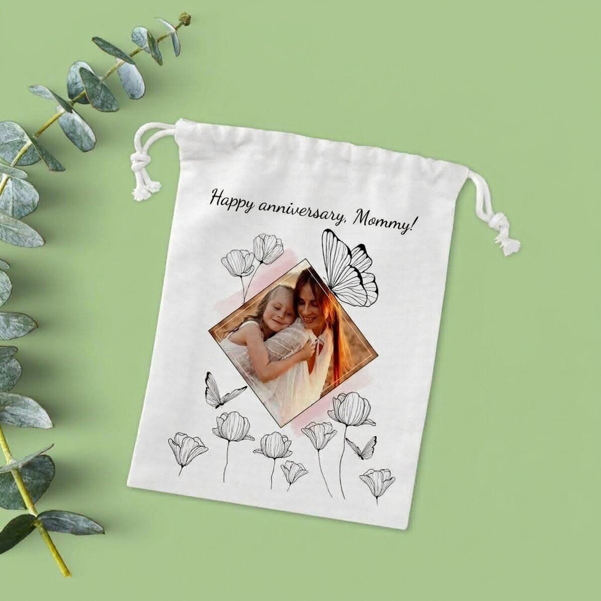 Bolsita pequeña para regalos personalizada con una foto y un texto - My dear