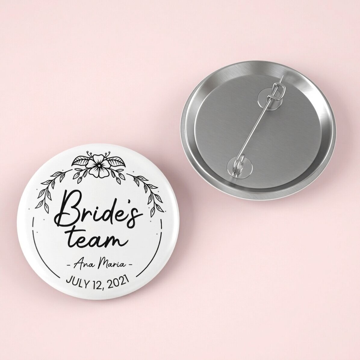 Insignia personalizada con texto - El equipo de la novia