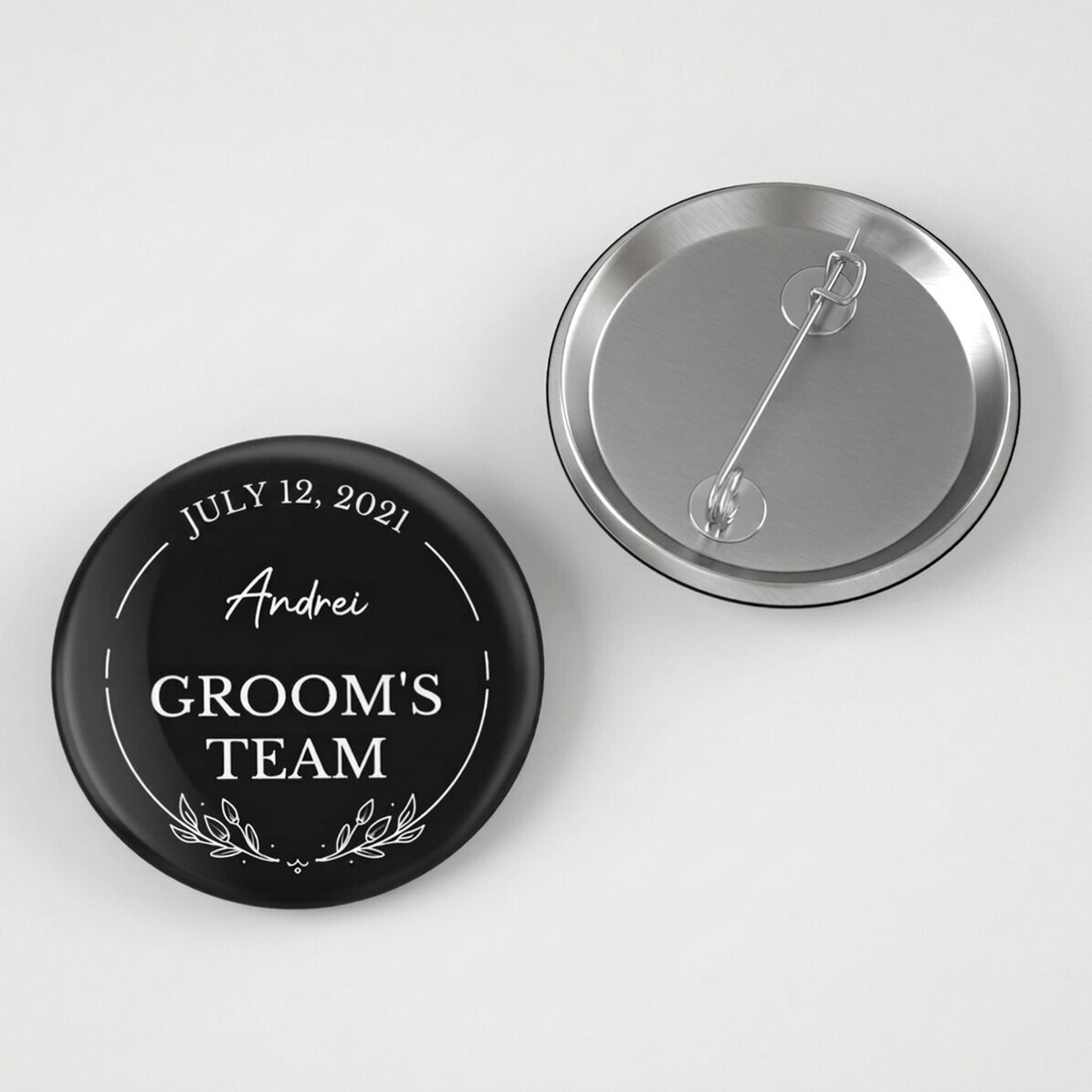 Insignia personalizada con texto - El equipo del novio