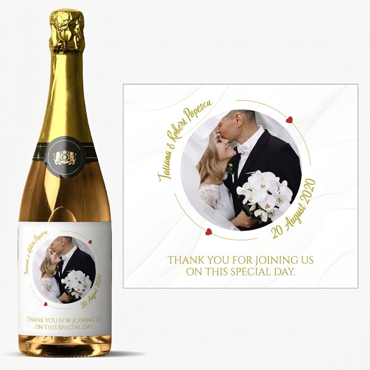 Vino espumoso personalizado con texto y foto - Our Wedding