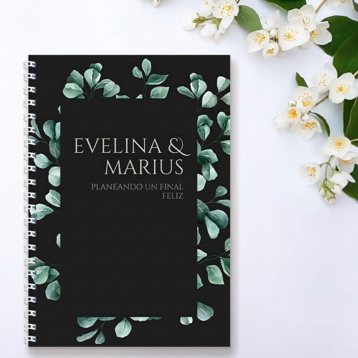 Cuaderno personalizado con texto: «Felices para siempre»