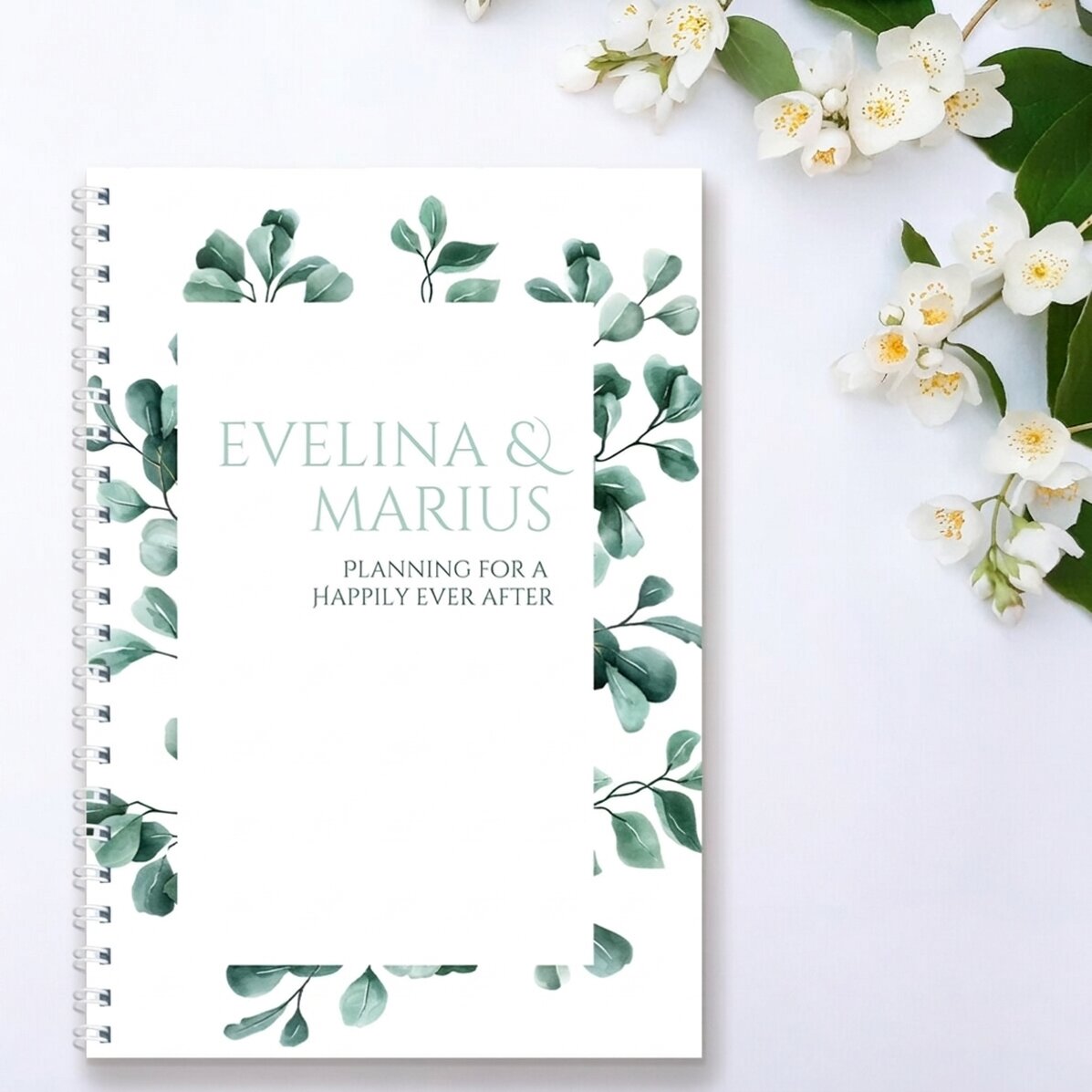 Cuaderno personalizado con el texto «Happily ever after» (blanco)