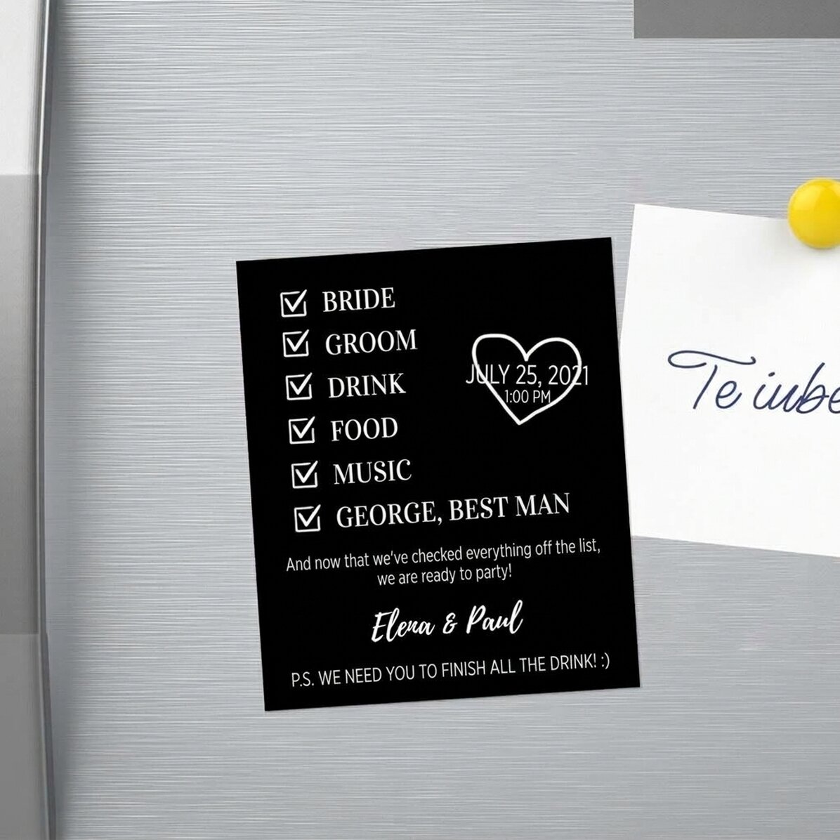 Imán personalizado de 10 x 12 cm con texto - Invitación