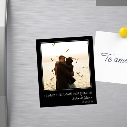 Imán de 10 x 12 cm personalizado con una foto y un texto - Memories