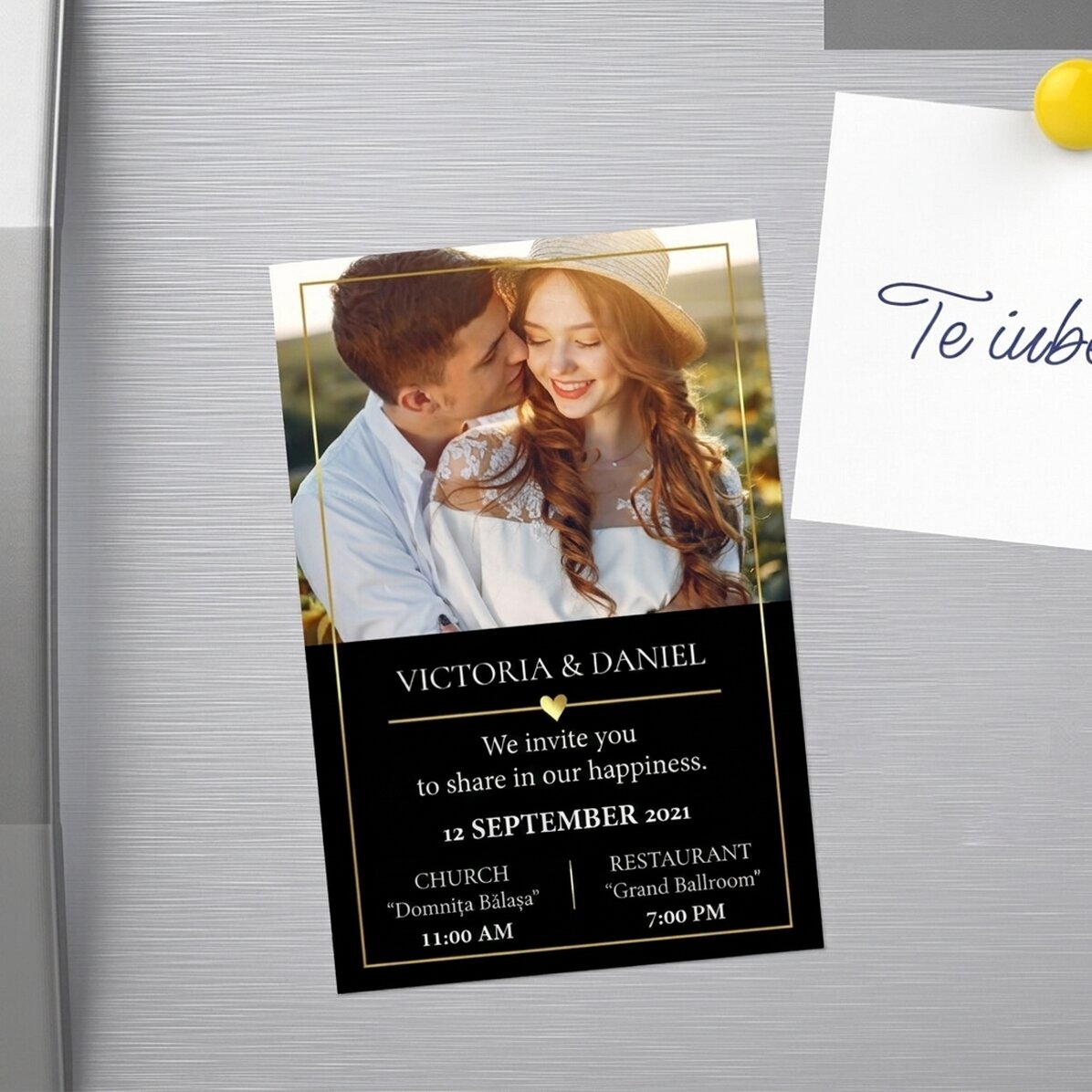 Imán de 10 x 15 cm personalizado con una foto y un texto - Invitación