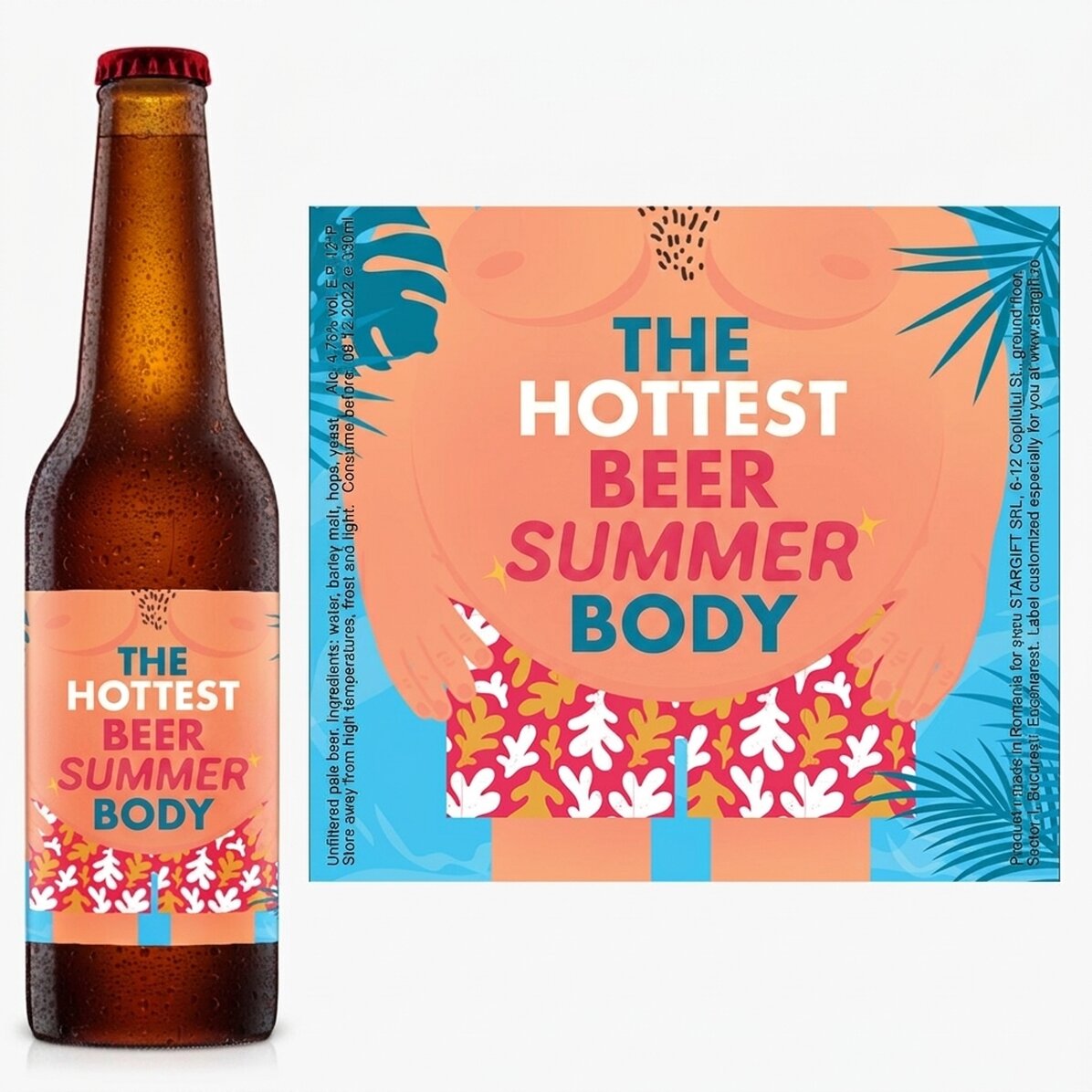 Cerveza personalizada con texto - Hot body