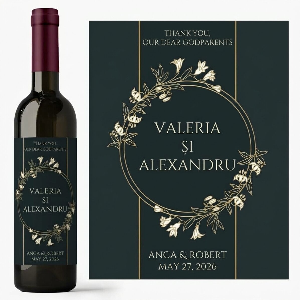 Vino personalizado con mensaje - Para los padrinos