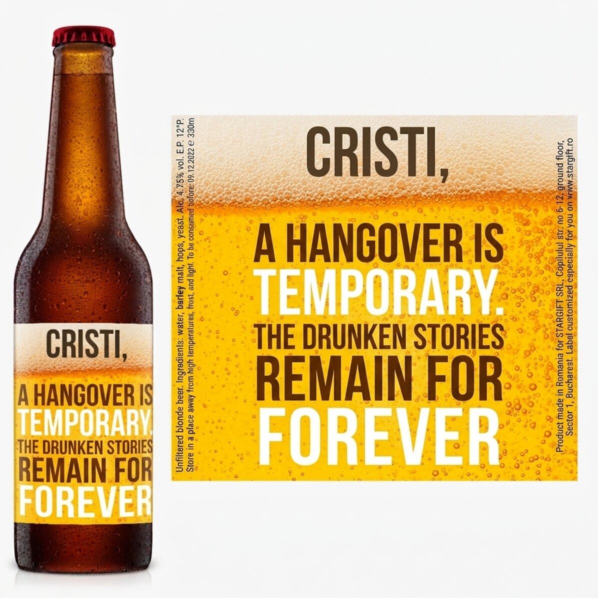 Cerveza personalizada con texto - Las historias