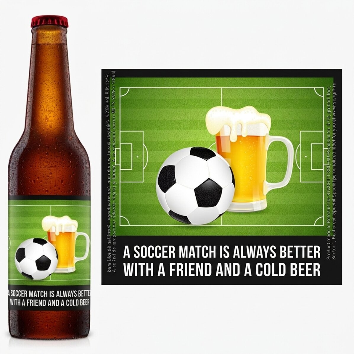 Cerveza personalizada con texto - Fútbol