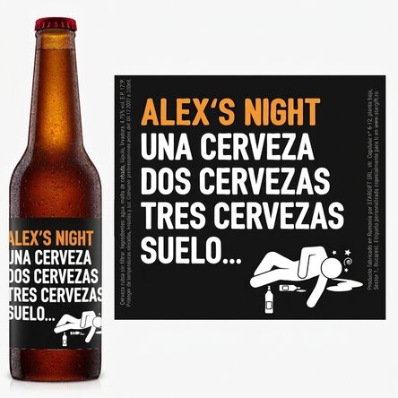 Cerveza personalizada con texto: «Una cerveza, dos cervezas...»