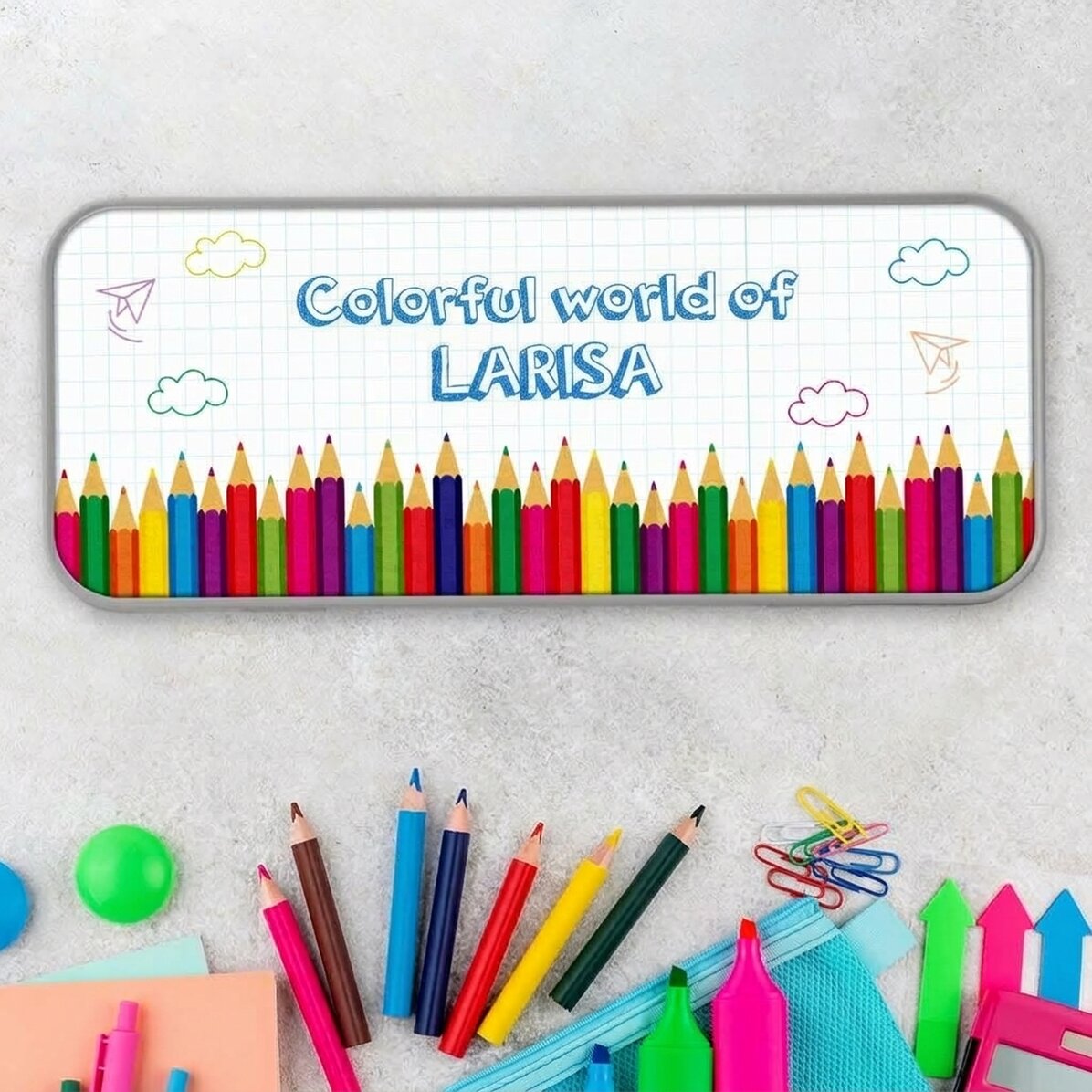 Estuche personalizado con texto - Un mundo lleno de color