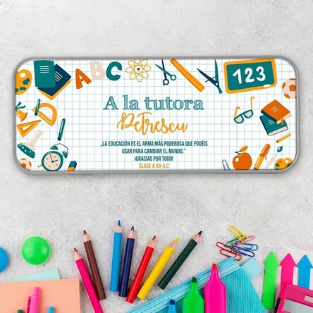 Estuche personalizado con texto para profesores