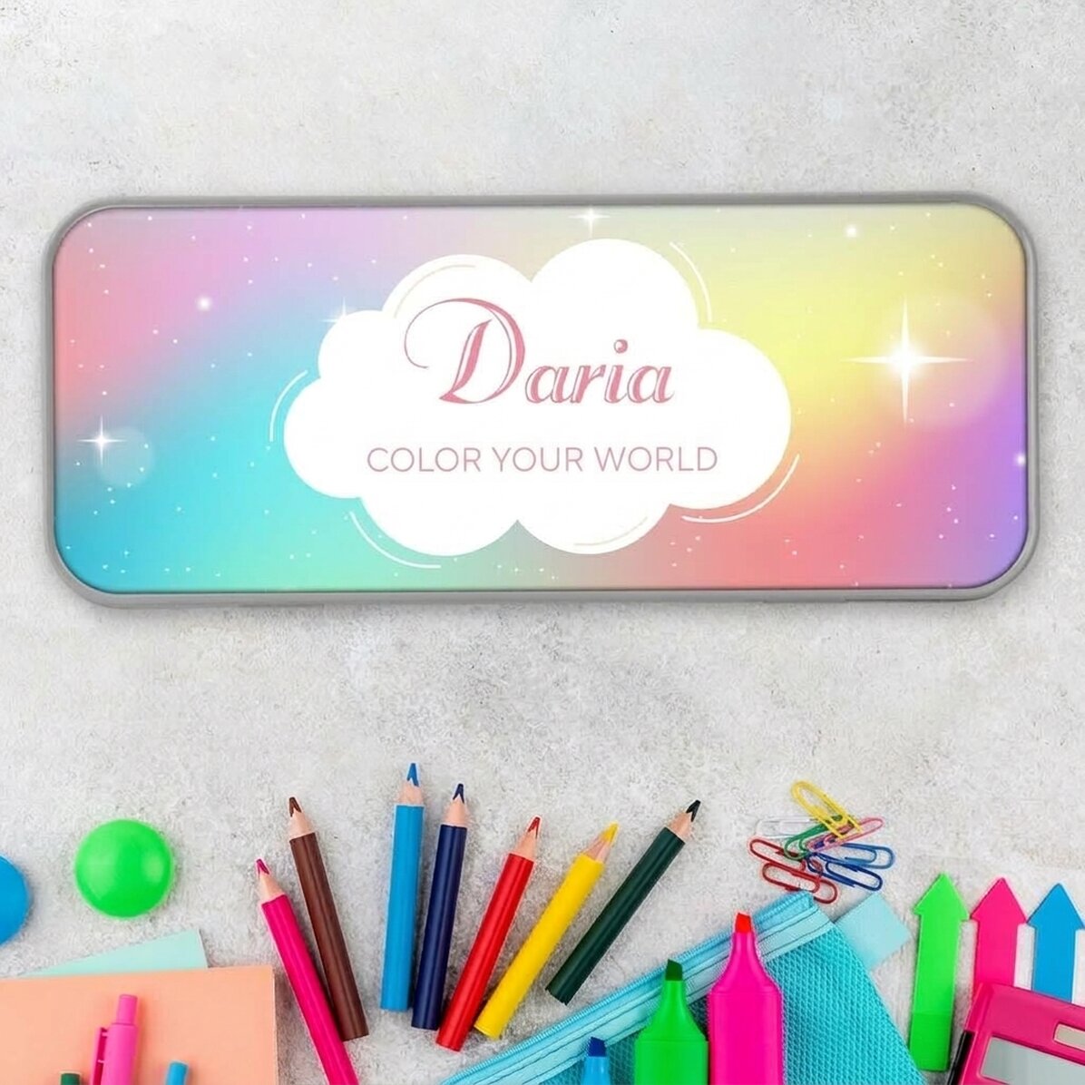 Estuche personalizado con texto - Rainbow