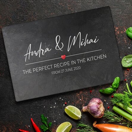 Personalised glass chopping board with text - The perfect recipe