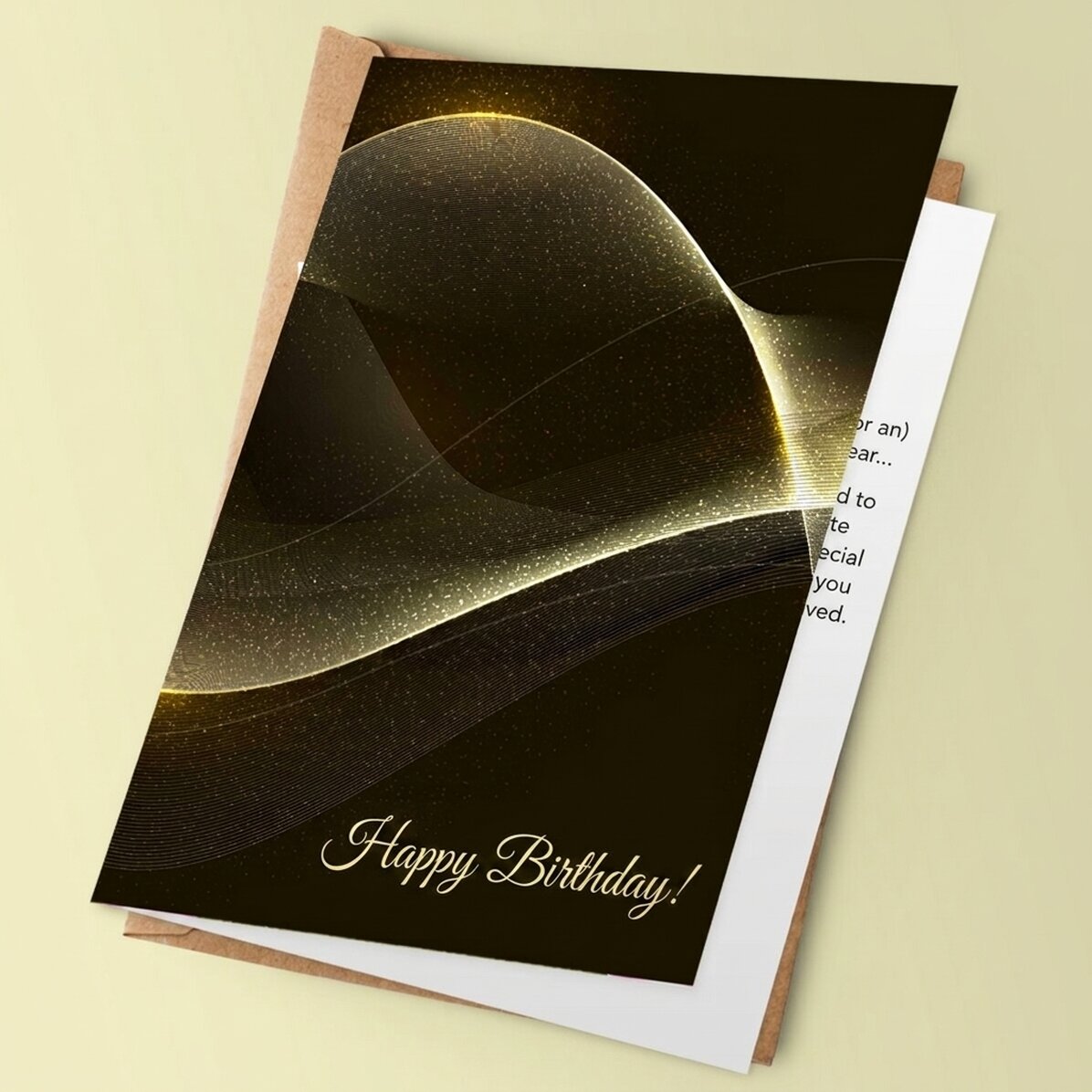 Tarjeta de felicitación personalizada con texto: ¡Feliz cumpleaños!
