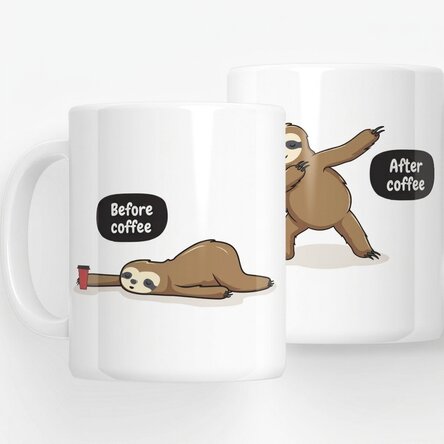 Taza personalizada - Antes y después del café
