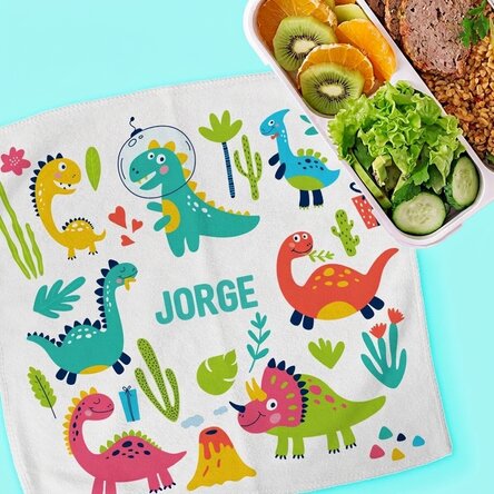Toalla personalizada con texto para niños - Dinosaurios