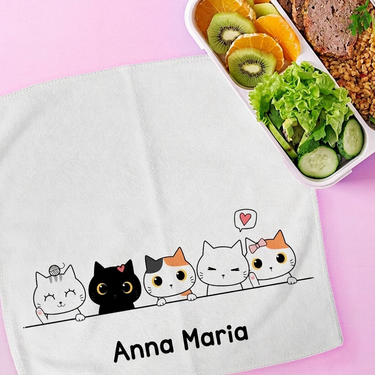 Toalla personalizada con texto para niños - Gatitos