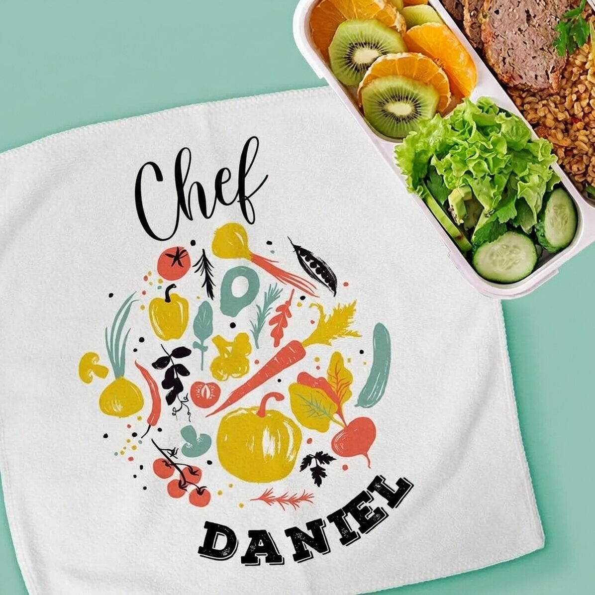 Toalla personalizada con texto: «Chef»