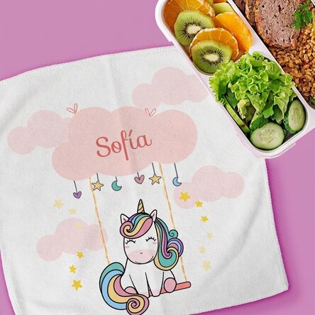 Toalla personalizada con texto para niños - Cute Unicorn