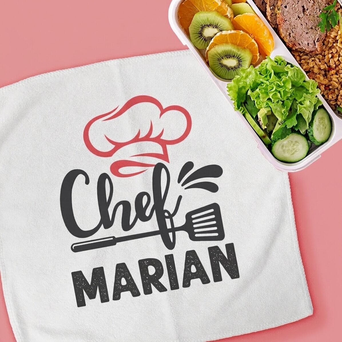 Toalla personalizada con texto: «El jefe de cocina»