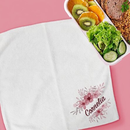 Toalla personalizada con nombre - Marco floral