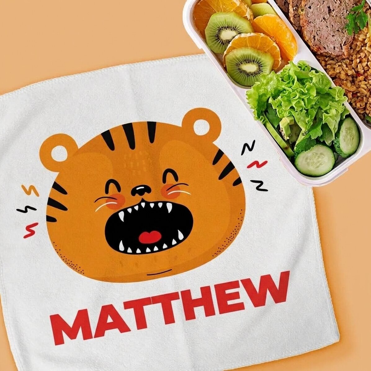 Toalla personalizada con texto para niños - Tigre