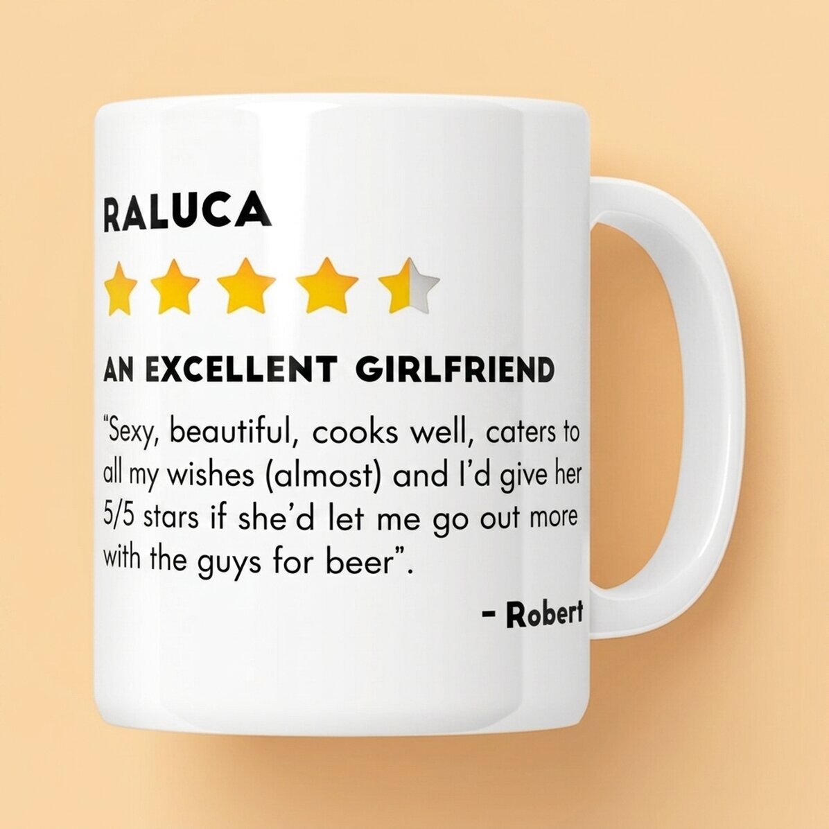 Taza personalizada con una foto y un texto - Reseña