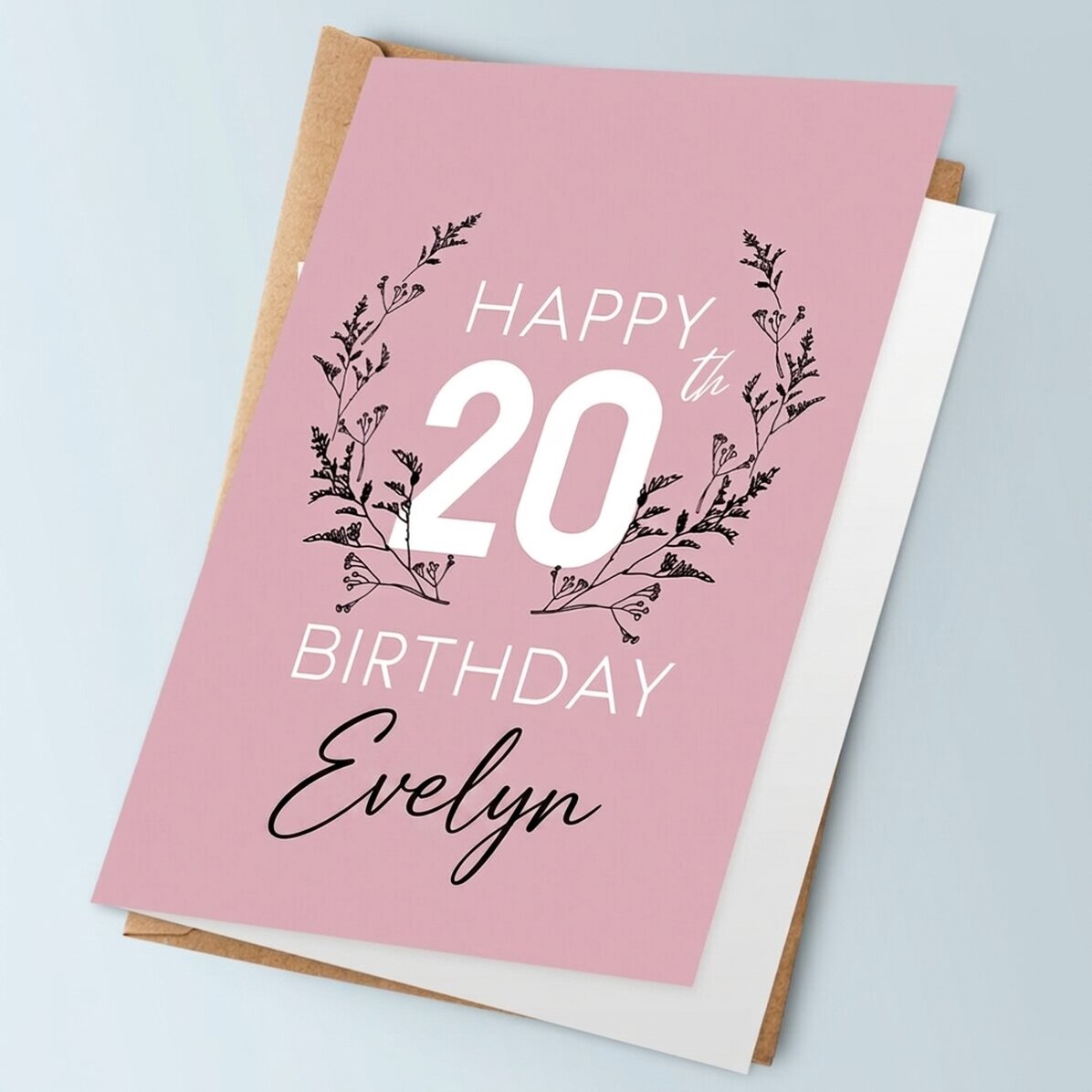 Tarjeta de felicitación personalizada con texto para un cumpleaños - Floral
