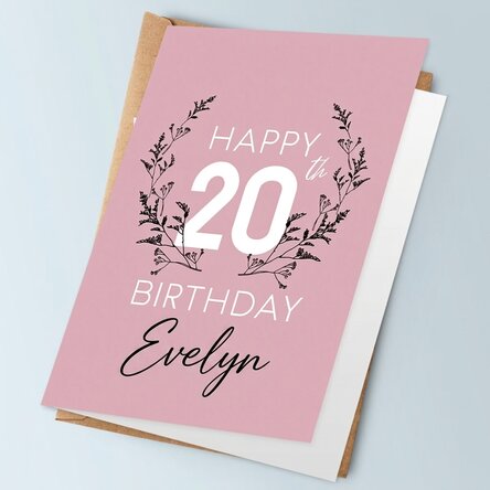 Tarjeta de felicitación personalizada con texto para un cumpleaños - Floral