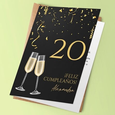 Tarjeta de felicitación personalizada con mensaje de cumpleaños: ¡Feliz cumpleaños!