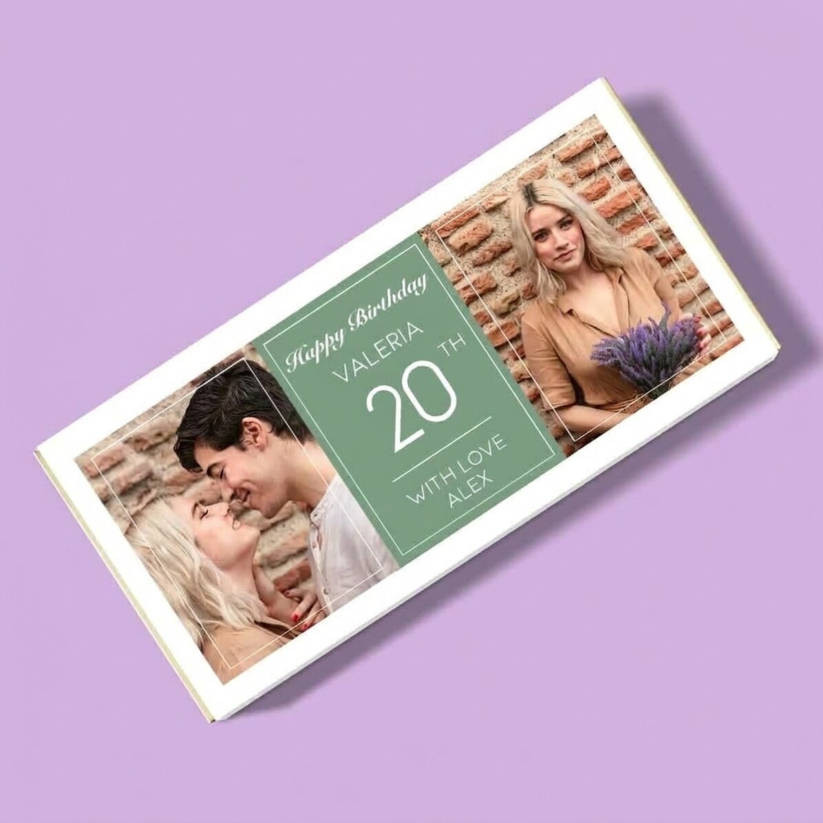 Chocolate personalizado con dos fotos y un texto - Cumpleaños