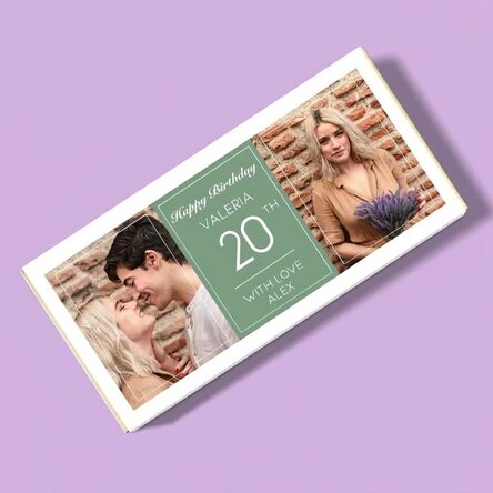 Chocolate personalizado con dos fotos y un texto - Cumpleaños