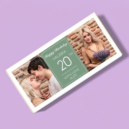 Chocolate personalizado con dos fotos y un texto - Cumpleaños