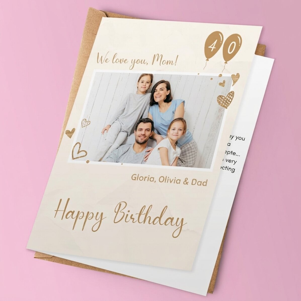 Tarjeta de felicitación personalizada con una foto y un mensaje - Felicitación de cumpleaños