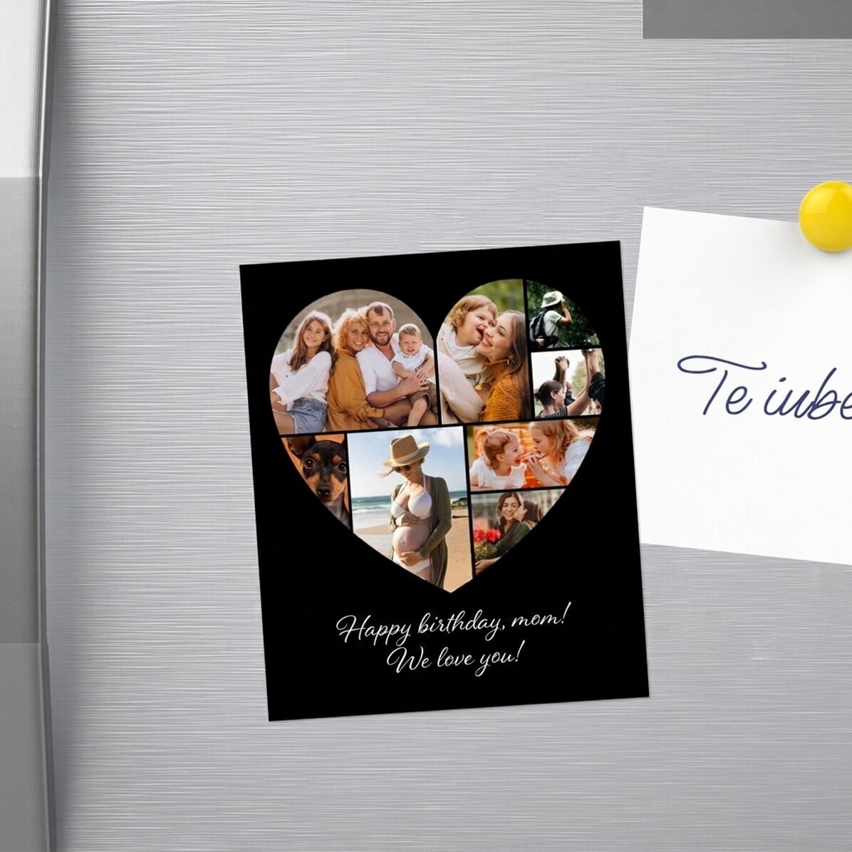 Imán personalizado de 10 x 12 cm con 8 fotos en forma de corazón