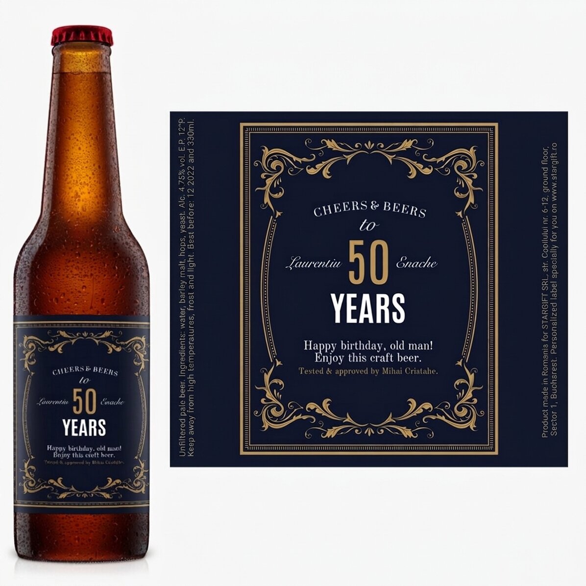 Cerveza personalizada con texto - Vintage 50