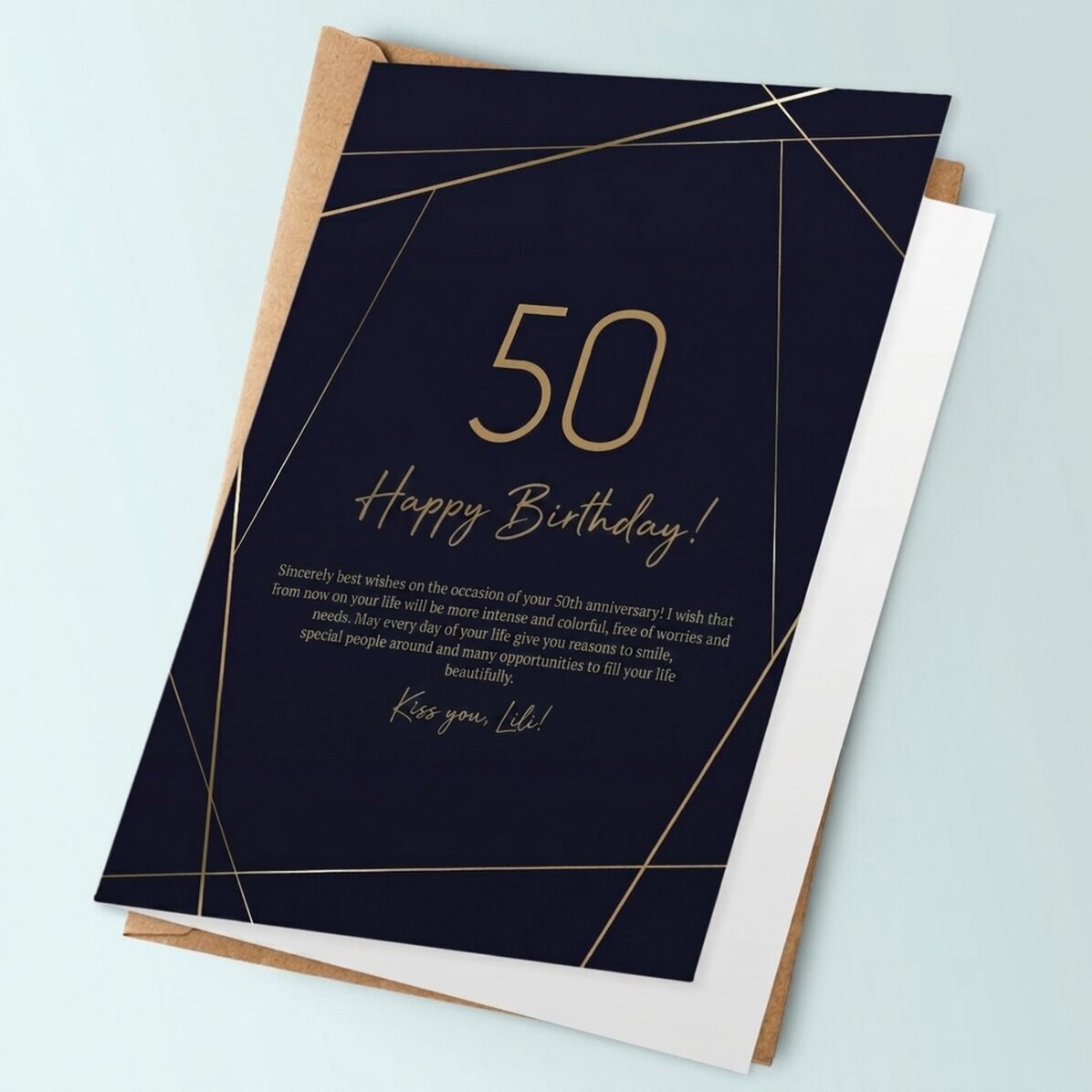 Tarjeta de felicitación personalizada con texto - Golden 50