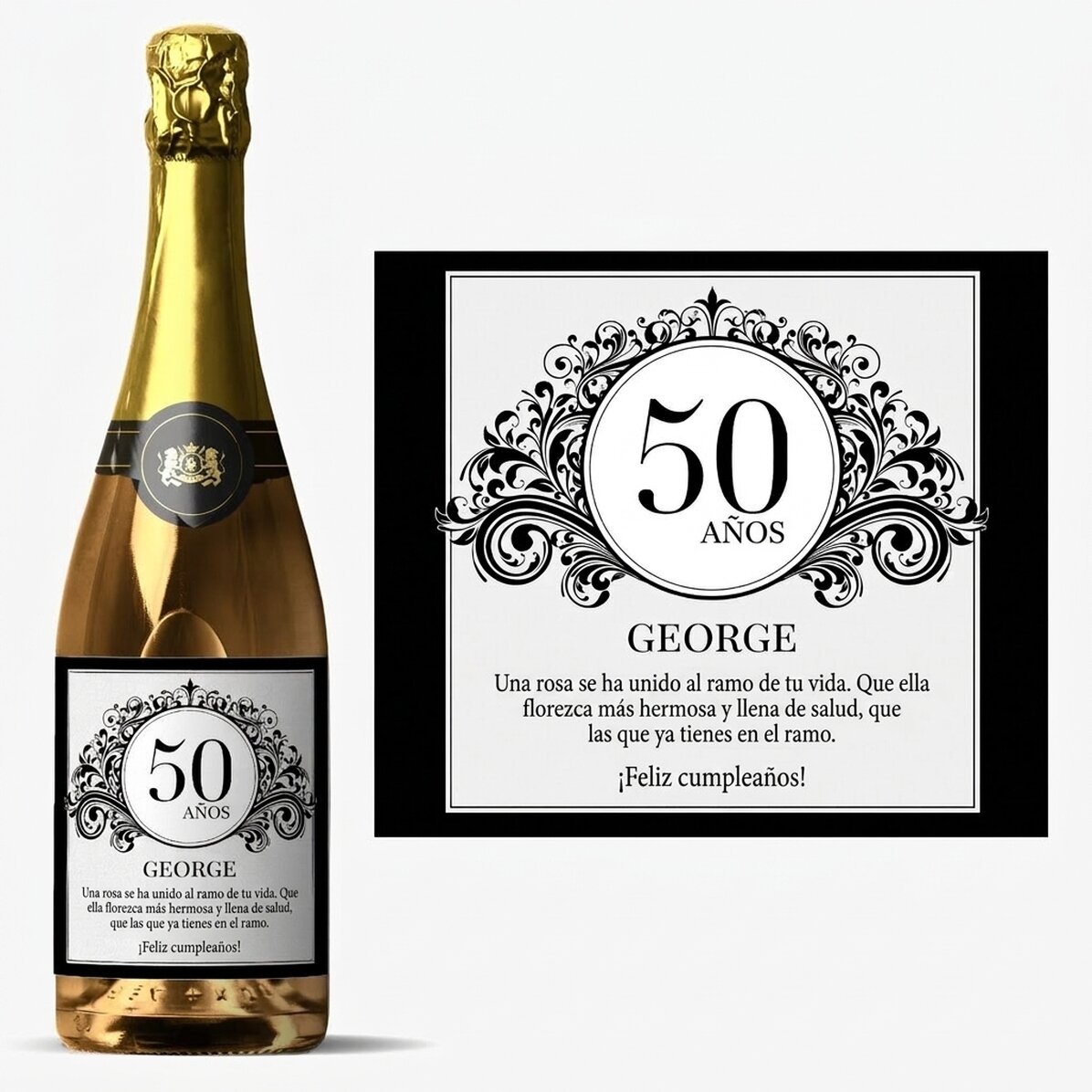Vino espumoso personalizado con texto - Classic