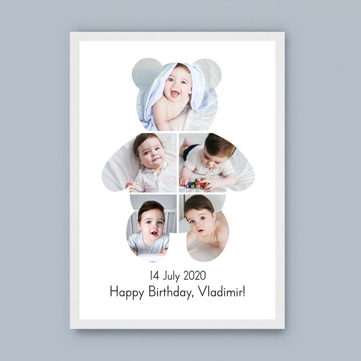 Cuadro personalizado con texto y 5 fotos - Teddy Bear