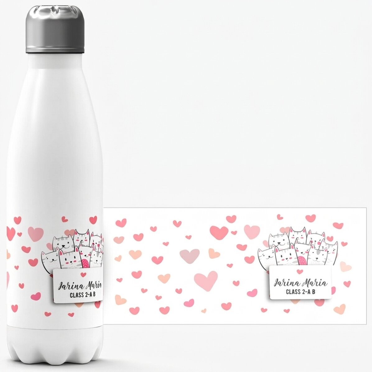 Termo con base blanca personalizado con nombre - Kitty