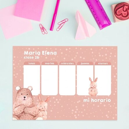 Horario personalizado con texto - Animales adorables