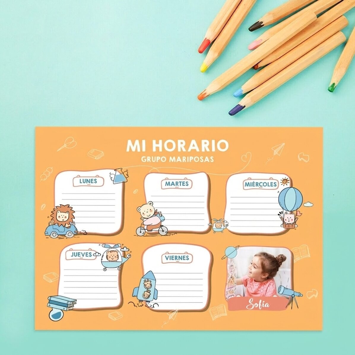 Horario personalizado con una foto y un texto - Little ones