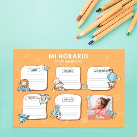 Horario personalizado con una foto y un texto - Little ones